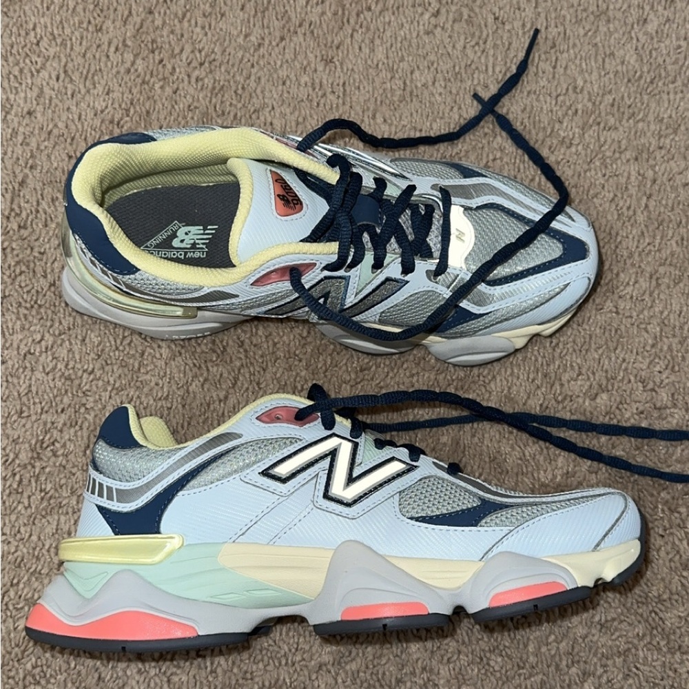 New Balance 9060 Ice Blue w/ Vintage Indigo and Silver Metallic